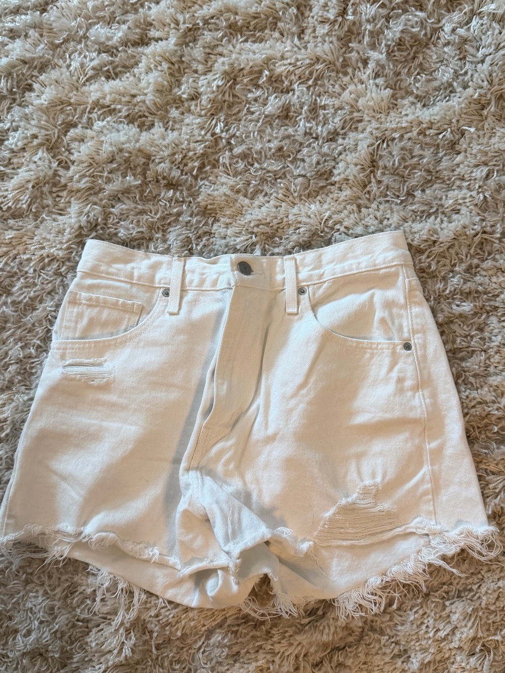 Women's Levi White Distressed Denim Shorts